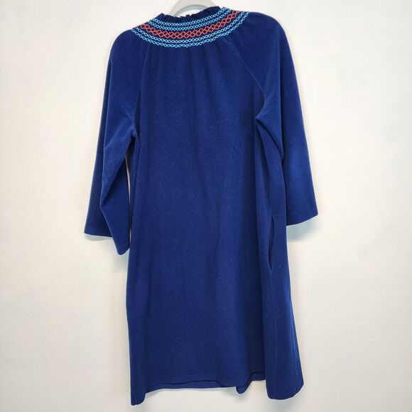 Vintage Vanity Fair Velour Housecoat Robe Size M Blue Button Up Long Sleeve - Picture 13 of 13